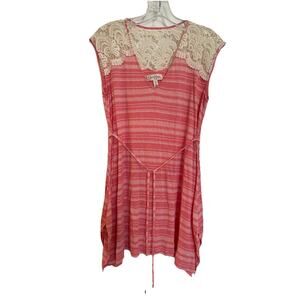 Jessica simpson coral pink White Lace Tunic Boho Size Small